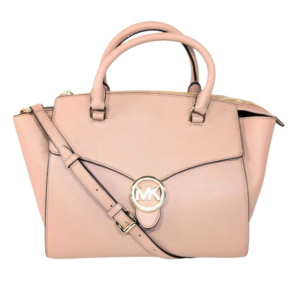 Michael Kors Handbags - Michael Kors Vanna Pebbled Leather 2-Way Dusty Pink Satchel